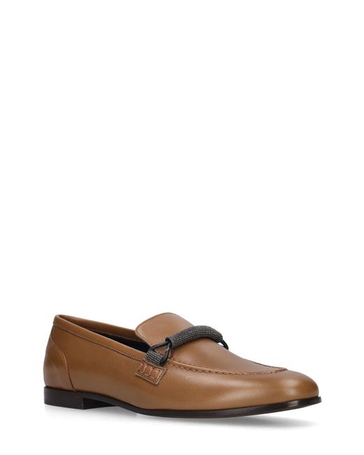 Brunello Cucinelli Brown Mm Leather Loafers
