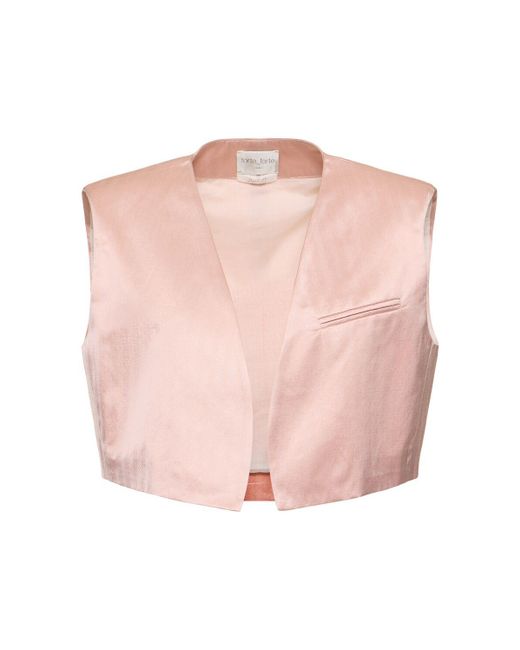 Forte Forte Pink Chic Herringbone Tailored Vest