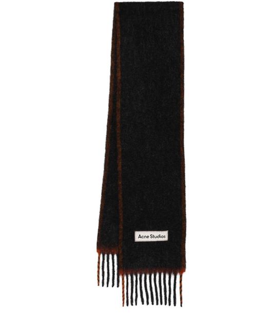 Acne Black Alpaca Blend Logo Scarf for men