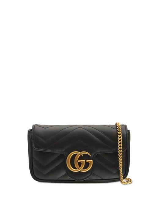 Gucci Black Supermini gg Marmont Leather Bag