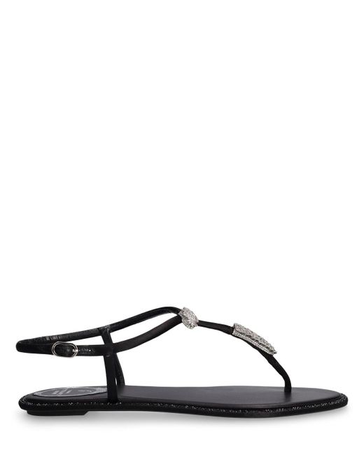 Rene Caovilla Black 10Mm Embellished Satin Sandals