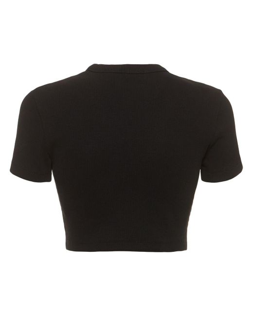 Alexander Wang Black Cropped Short Sleeve Cotton T-shirt
