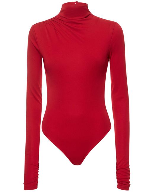 ANDAMANE Red Parker Stretch Jersey Bodysuit