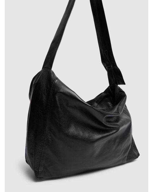 Yohji Yamamoto Black Puff Medium Leather Crossbody Bag for men