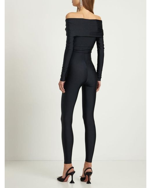 The Andamane Kendall Shiny Stretch Lycra Jumpsuit in Black | Lyst