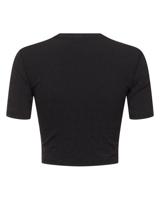 Balmain Black Short Sleeve Jersey Cropped T-shirt