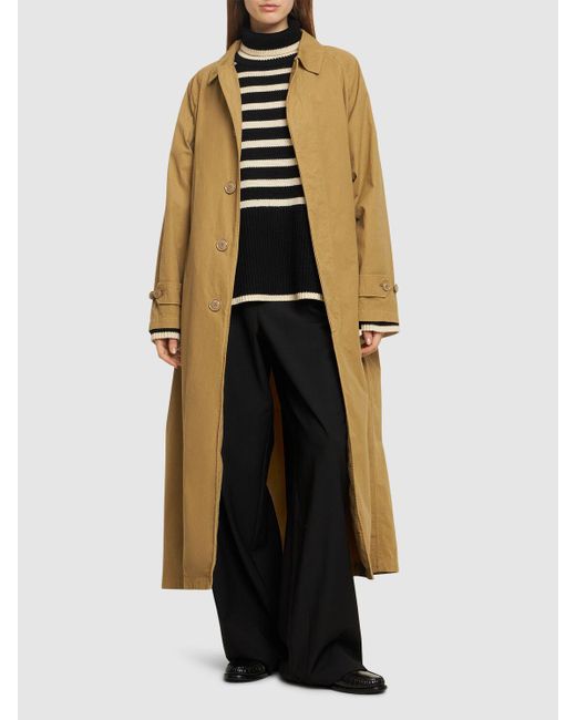 Cotton Canvas Long Trench Coat