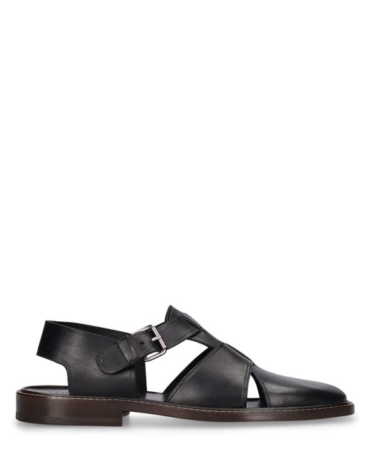 Lemaire Black Fisherman Leather Sandals