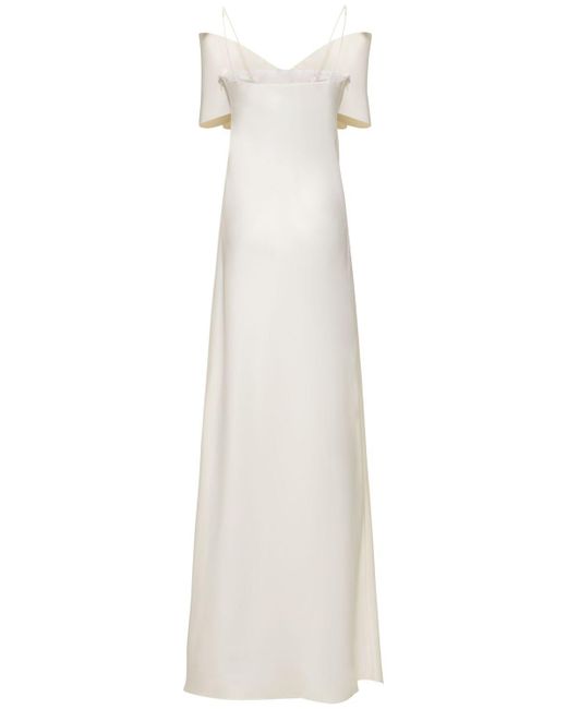 Mach & Mach White Le Cadeau Silk Organza Long Dress
