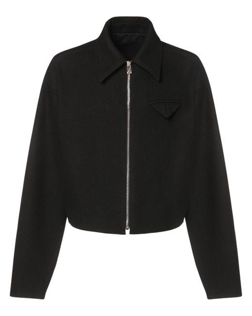 Bottega Veneta Black Felted Wool Zip-up Jacket for men