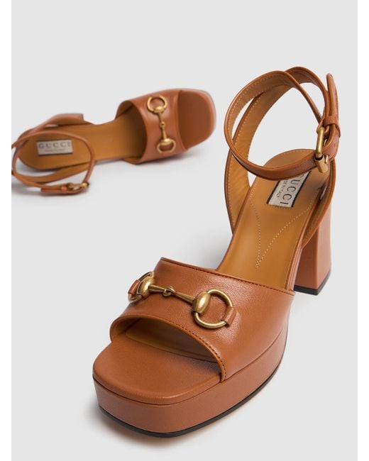 Gucci Brown 60Mm Horsebit Leather Sandals