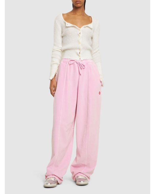 Pantaloni in felpa di misto cotone di Alexander Wang in Pink