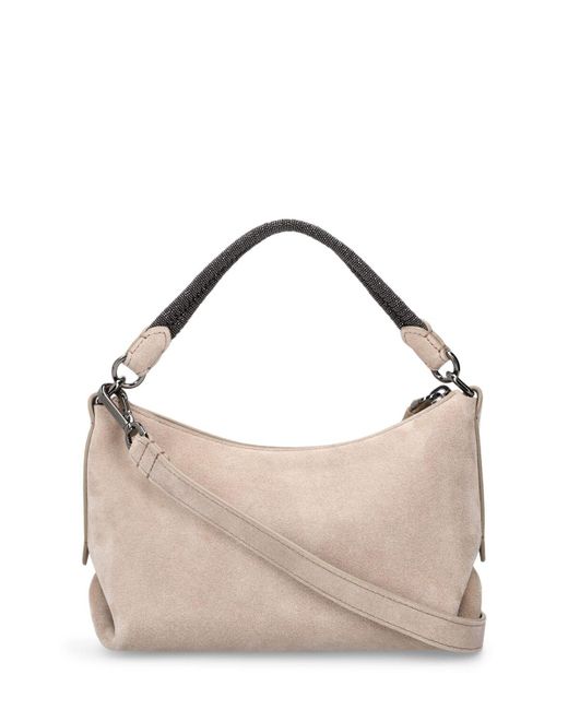 Brunello Cucinelli Multicolor Small Softy Velour Leather Shoulder Bag