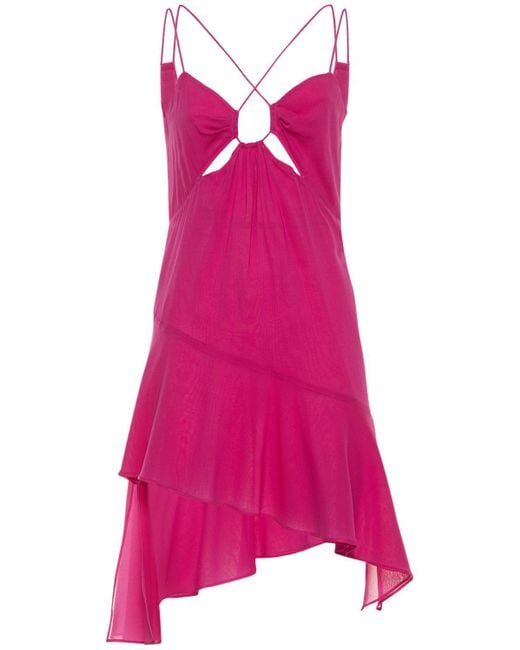 ANDAMANE Pink Minikleid Aus Stretch-seidengeorgette "layla"