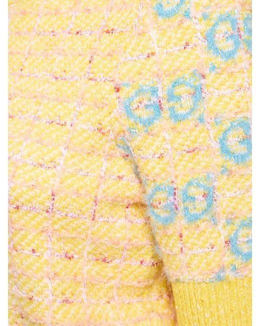 Gucci Yellow Oberteil Aus Wollmischgewebe Mit Gg-intarsie