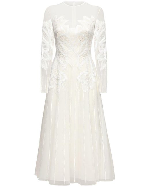 Zuhair Murad Embellished Tulle Midi Dress in White | Lyst Canada
