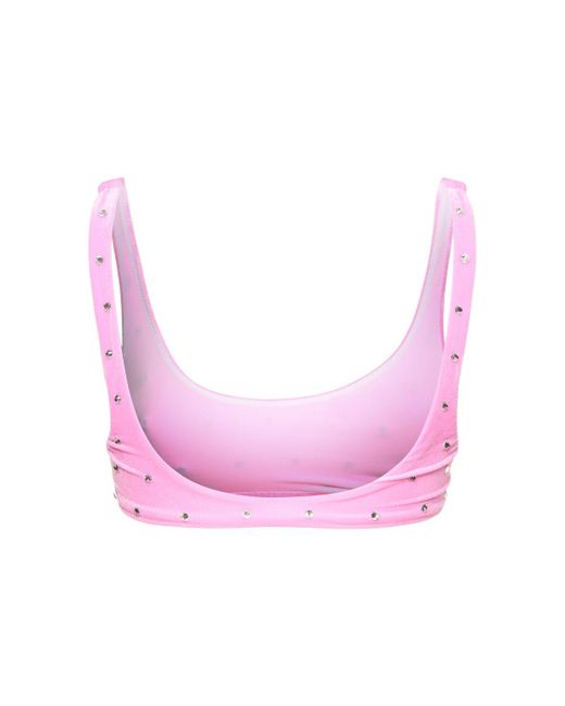 DSquared² Pink Embellished Chenille Bikini Top