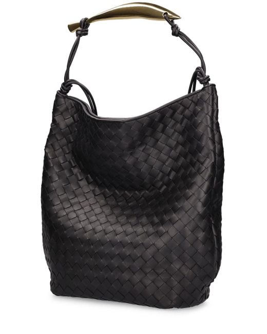 Bottega Veneta Black Sardine Hobo Leather Shoulder Bag for men