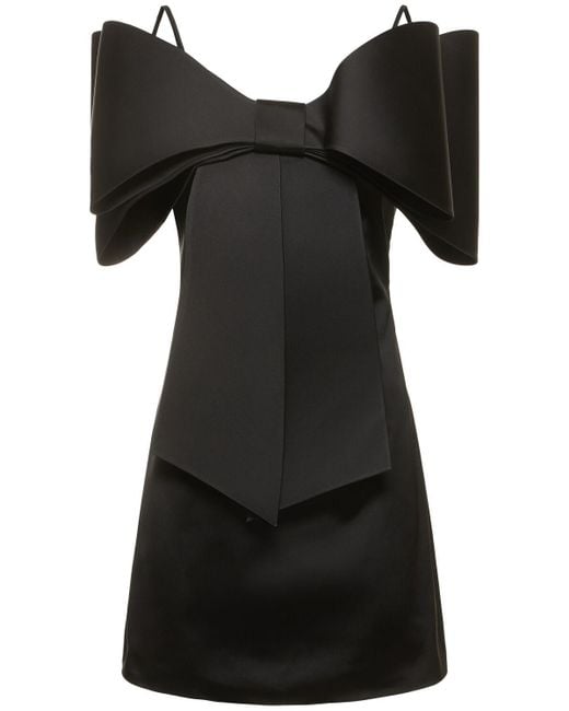 Mach & Mach Black Le Cadeau Bow Organza Mini Dress