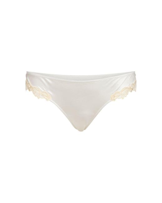 La Perla Maison Silk & Lace Brazilian Briefs in White Lyst