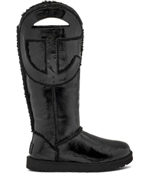 UGG X TELFAR Black 10Mm Telfar Tall Crinkle Patent Boots