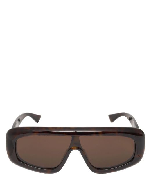 Bottega Veneta Brown Bombe Shield Acetate Sunglasses