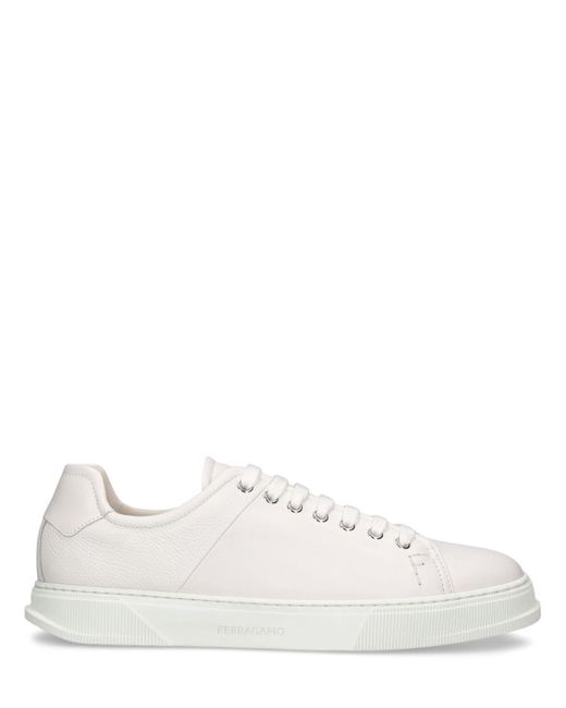 Ferragamo White Clayton Leather Sneakers for men