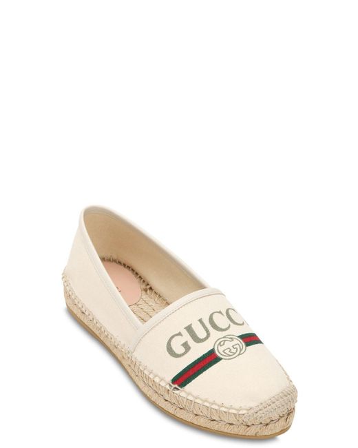 Lyst - Gucci 20mm Pilar Cotton Canvas Espadrilles in White