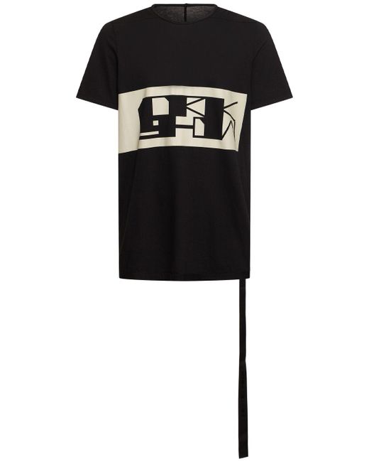 T-shirt en coton imprimé level t Rick Owens pour homme en coloris Black
