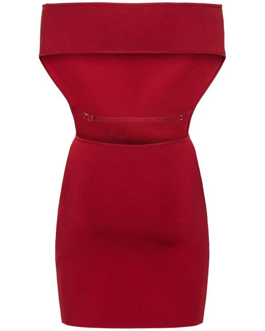 Jacquemus Red La Robe Cubista Rib Knit Mini Dress