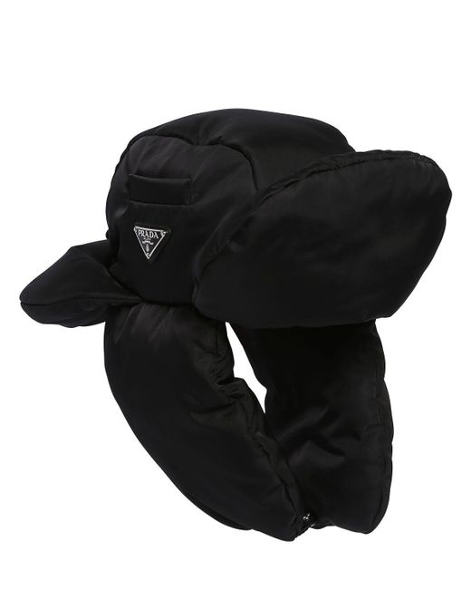 Prada Black Padded Nylon Trapper Hat for men