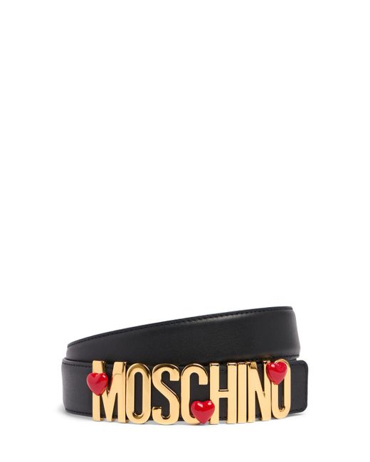 Moschino White 3.5cm Logo Soft Nappa Belt for men