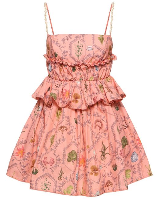 Agua Bendita Pink Salvador Encaje Cotton Mini Dress