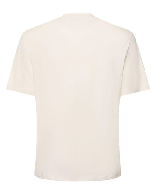 T-shirt in jersey di cotone e lino di Brunello Cucinelli in White da Uomo