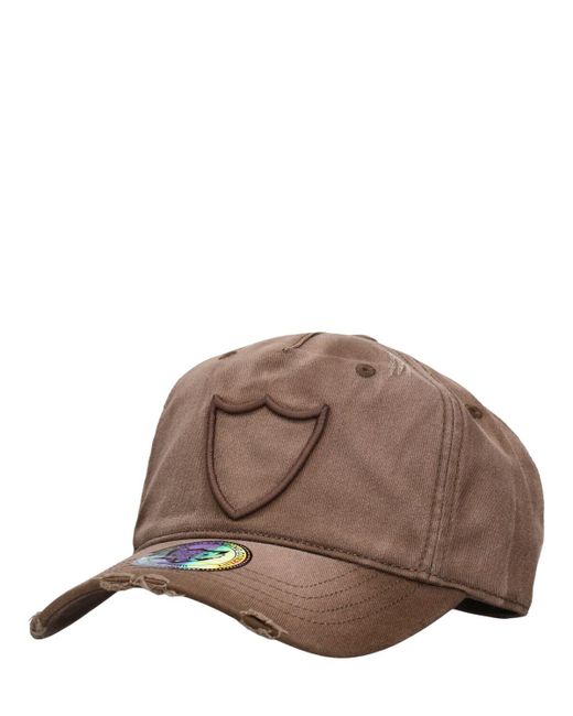 HTC Brown Embroidered La Logo Cotton Baseball Cap for men