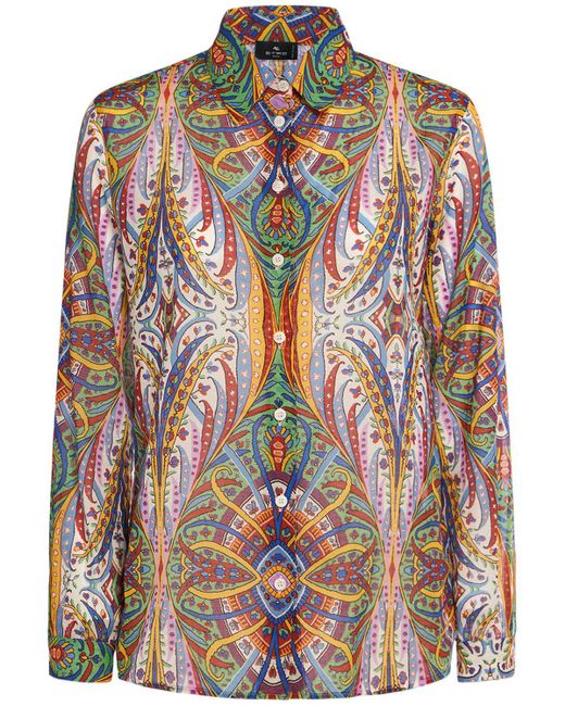 Etro Multicolor Langärmeliges Hemd Aus Baumwolle Mit Druck