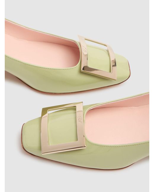 Ballerine trompette in vernice 45mm ta di Roger Vivier in Natural