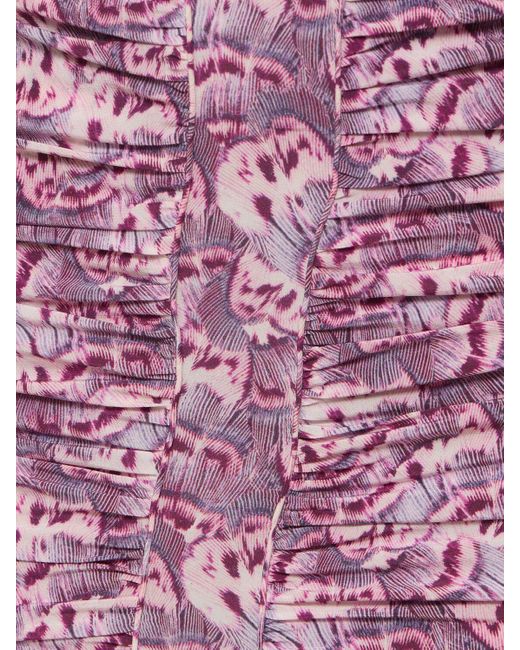 Isabel Marant Pink Milendi Printed Stretch Silk Mini Skirt