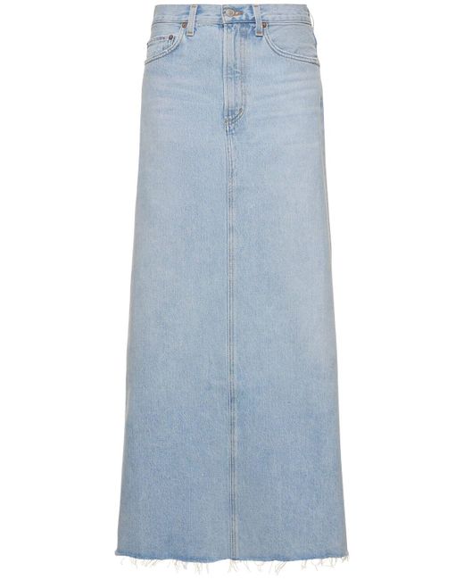 Agolde Blue Hilla Denim Cotton Long Skirt
