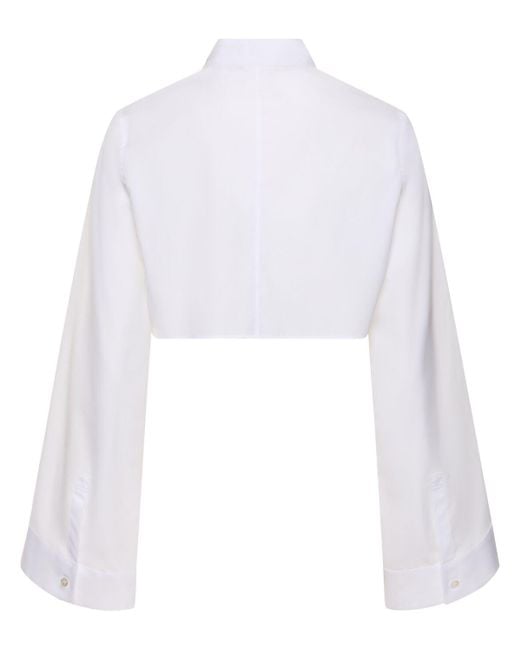 Noir Kei Ninomiya White Cotton Broad Crop Shirt W/satin Bowtie