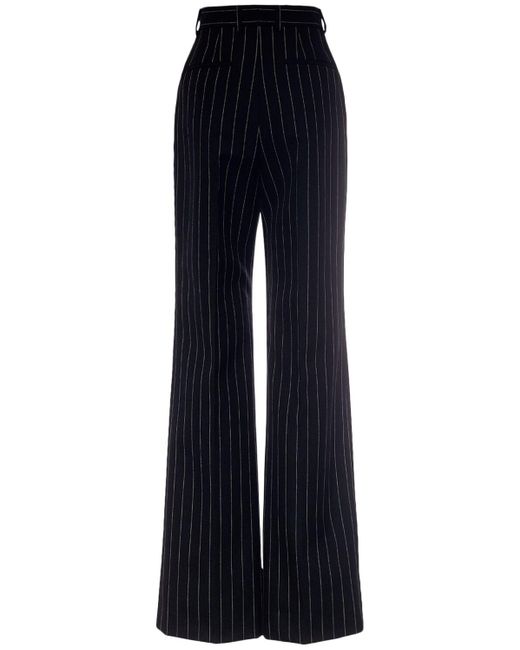 Pantaloni svasati gessati in lana di Dolce & Gabbana in Blue
