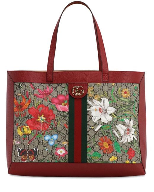 Gucci Red Shopper mit Blumen-Print