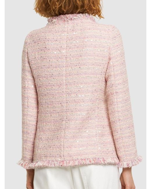 Giambattista Valli Pink Lurex Bouclé Single Breasted Jacket