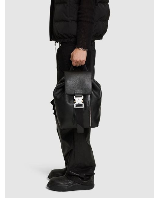 1017 ALYX 9SM Black Metal Buckle Leather Backpack for men