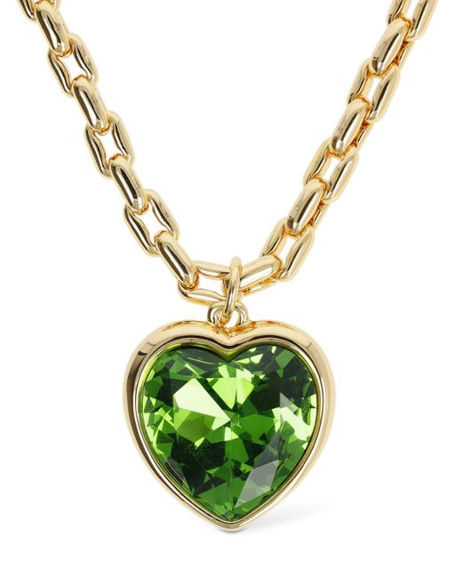 Timeless Pearly Metallic Green Heart Chain Necklace