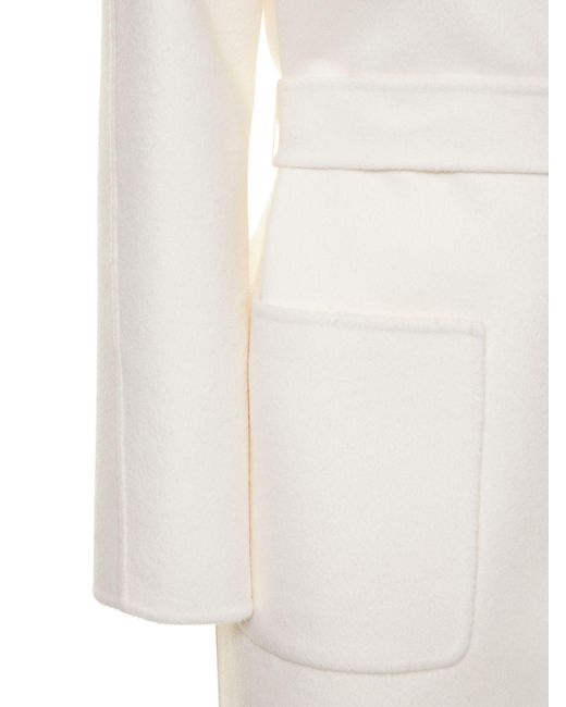 Michael Kors White Mantel Aus Wollmischung Mit Gürtel