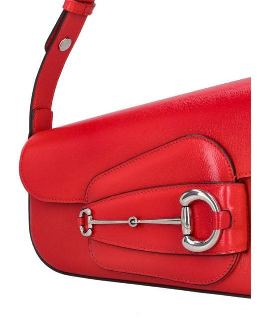 Gucci Red Small Horsebit 1955 Leather Shoulder Bag