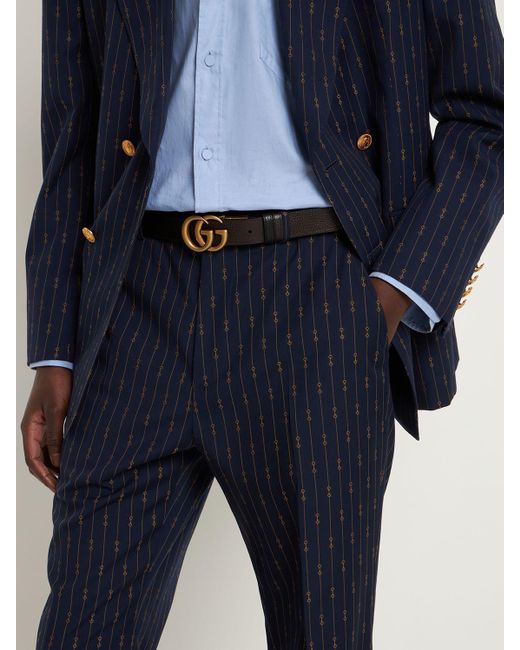 Gucci White 3cm gg Reversible Belt for men