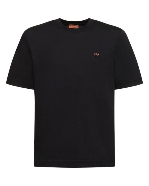 T-shirt in jersey di cotone con logo di Missoni in Black da Uomo