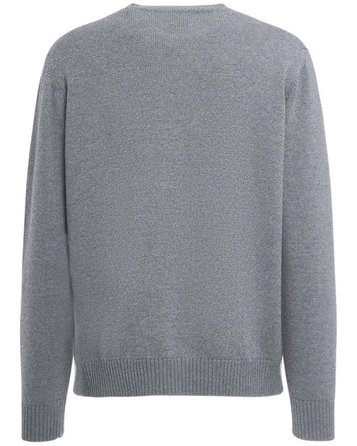 Versace Gray Logo Embroidery Wool Sweater for men